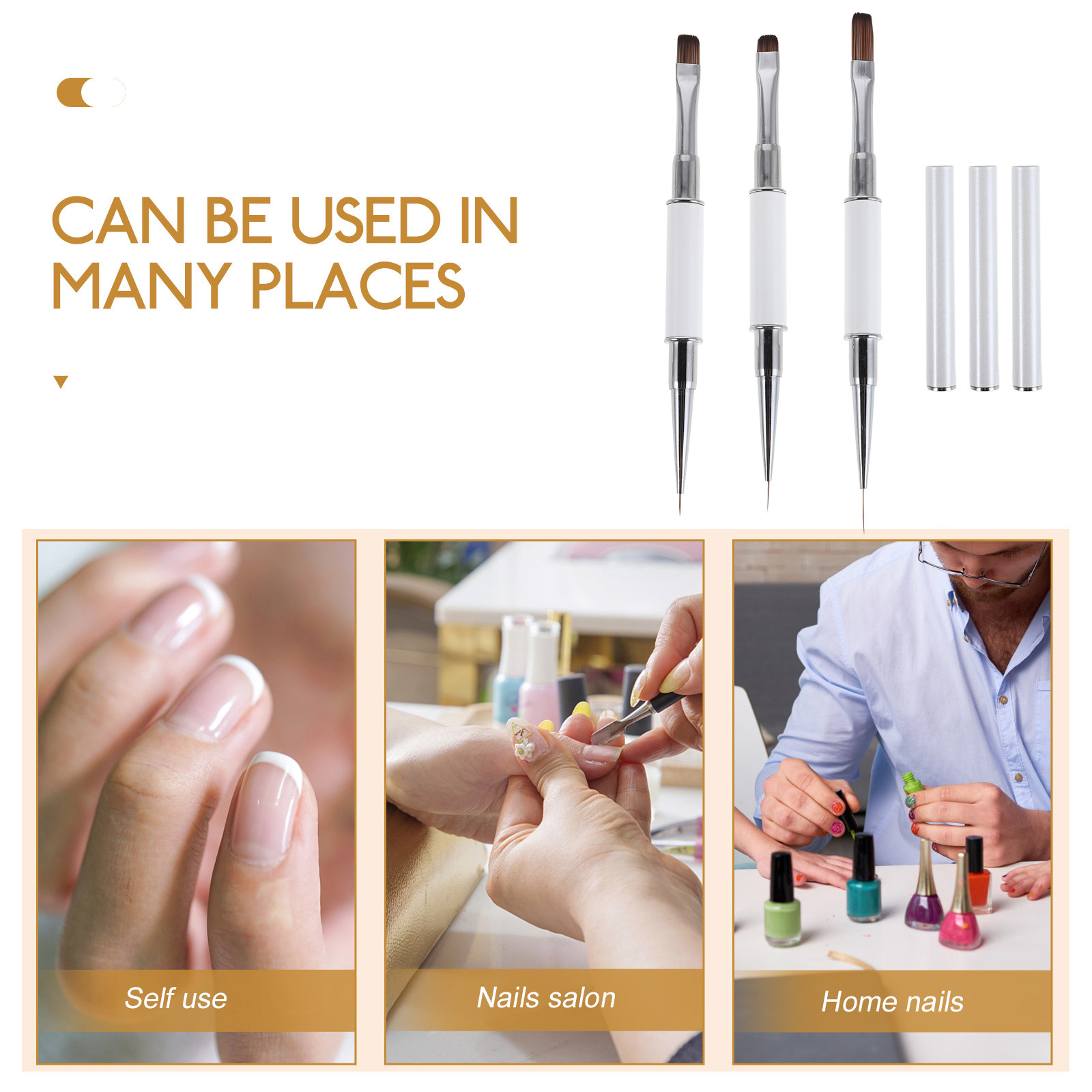 3Pcs Nail Art Brushes Set Dual - Detailing Brush Set recension och pris