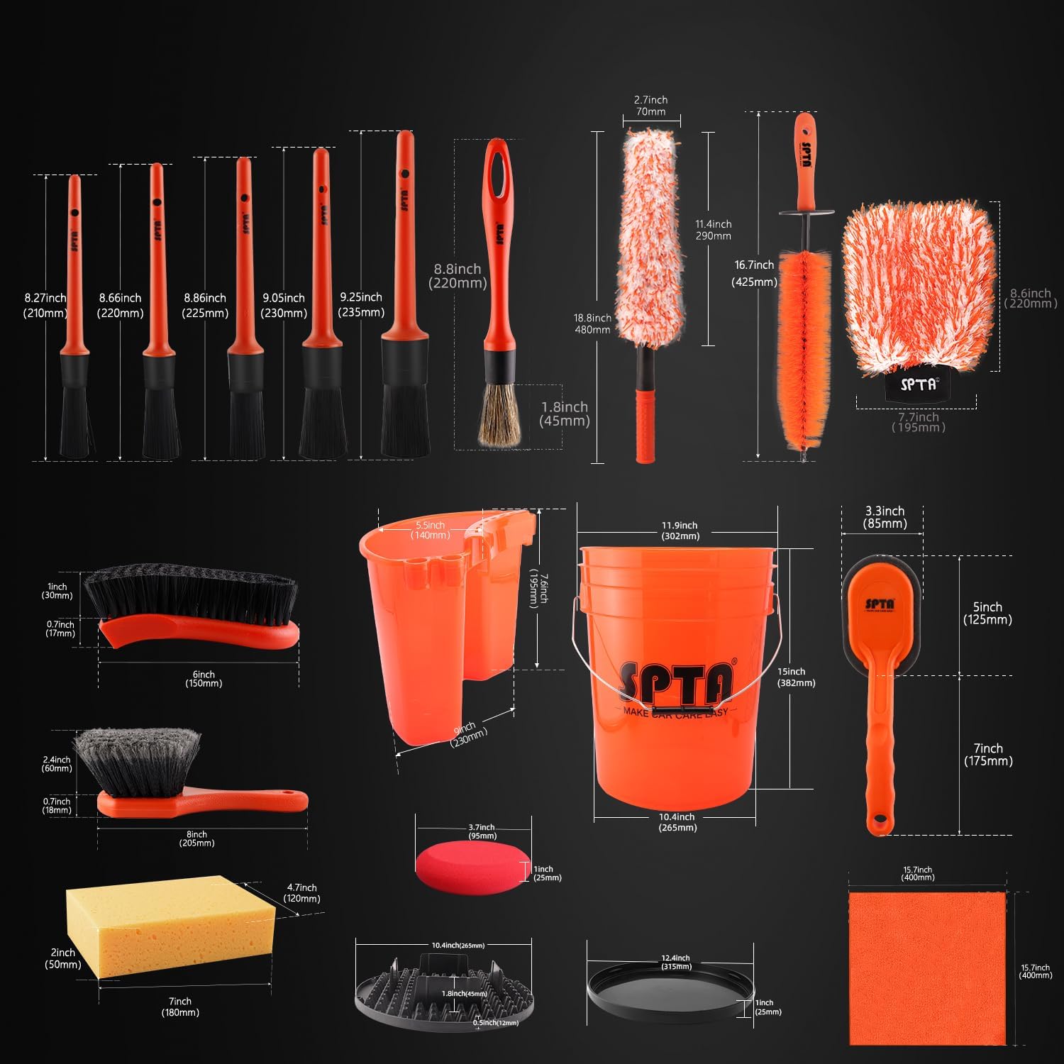 SPTA 33Pcs Car Wash 20L Bucket - Interior Detailing Kit recension och pris