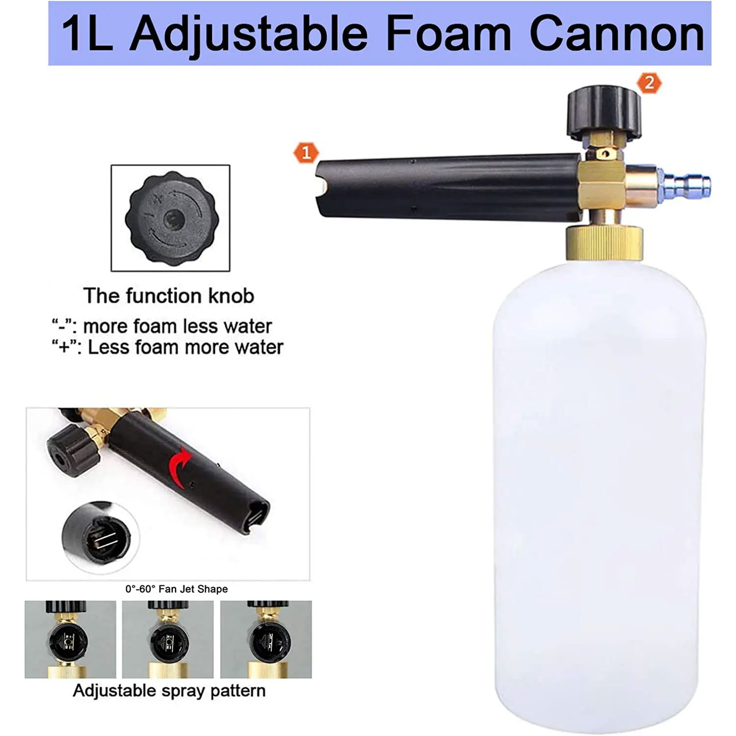Snow Foam Cannon with 1/4 Inch - Pressure Washer Foam Gun recension och pris